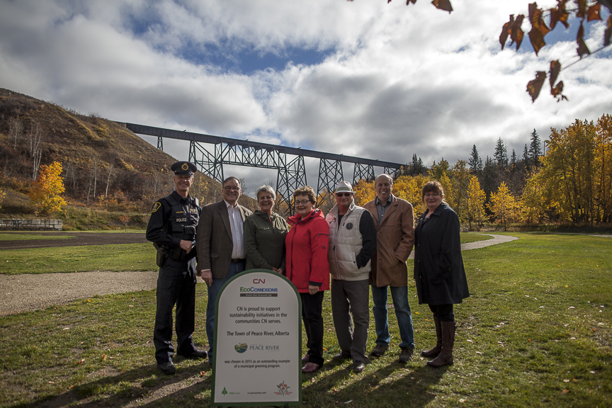 Constable Dean Solowan, Community Services Officer CN Police Service, Tom Tarpey, Mayor Town of Peace River, Elaine Manzer, Deputy Mayor Town of Peace River, Terry Sawchuk, Councillor Town of Peace River, Rod Burr, Councillor Town of Peace River, Caroline Kolebaba, Deputy Reeve Northern Sunrise County