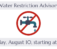 August Water Restriction Advisory